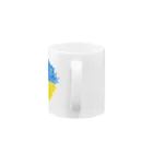 サトオのウクライナ国旗＆ピースマーク　クレヨン画風 マグカップの取っ手の部分