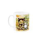 にこねこ【保護猫の保育園】のうずらトントン【ピクニック】マグカップ Mug :left side of the handle