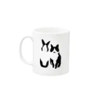 黒白部のダッチうさぎ(立)とハチワレねこ Mug :left side of the handle