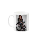 中嶋涼子の車椅子ですがなにか？！のロゴ入りで笑ってるよシリーズ Mug :left side of the handle