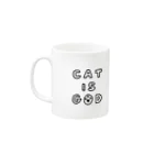 ムラカミアヤコのCAT IS GOD (ネコを信じよ） マグカップの取っ手の左面