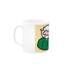 ダイナマイト87ねこ大商会のカボチャの上で毛繕いするねこたちです Mug :left side of the handle