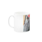 GrayTailのちらりっロシアンブルー(よこ) Mug :left side of the handle