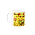 ひじりやノエルの開運！金運！縁起物！(鶴)【両手 招き猫☆】 Mug :left side of the handle