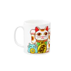 ひじりやノエルの開運！金運！縁起物！(梅)【両手 招き猫☆】 Mug :left side of the handle