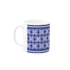 untidyboxのお花っぽいかも? レトロパターンB 青系 Mug :left side of the handle