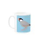 文鳥ちゅんねる【公式グッズストア】の文鳥と白文鳥／スカイブルー Mug :left side of the handle