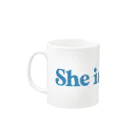 星男プロダクションの清水くるみ個展「She is naked.」マグカップ Mug :left side of the handle