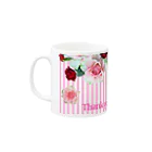 fée de la roseの暖かいローズピンクストライプ Mug :left side of the handle