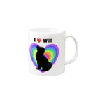 黒犬はよそ見しがちのI❤️WILL Mug :right side of the handle