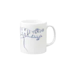 5歳児のお店屋さん　深海と猫といきもの全部のぼくが描いたアンモナイトとダコサウルス Mug :right side of the handle