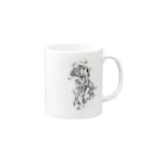 猫の浮世絵・草紙の楽しく踊る幇間猫 Mug :right side of the handle