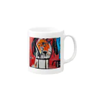 KiriyaMartのAIアート”バスキア画風”犬 Mug :right side of the handle