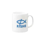 $FISHE Official Goods Storeの$FISHE Print Blue マグカップの取っ手の右面