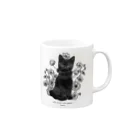 COCOMEMORIALの花咲き黒猫 マグカップの取っ手の右面