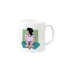 ホーム・はとばんぬ・ホームのレトロでプラスサイズな女の子その1 Mug :right side of the handle