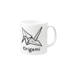 MrKShirtsのOrigami (折り紙鶴) 黒デザイン Mug :right side of the handle