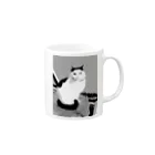 ねこのしっぽのモノクロ Mug :right side of the handle