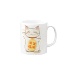 消しゴムはんことイラストNagomiya*の笑猫来福の招き猫 Mug :right side of the handle