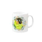 mariechan_koboの020 クロカミインコ(ハイブリッド)　オレンジ小花のリース Mug :right side of the handle