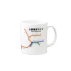 柏洋堂の上野東京ライン 路線図 Mug :right side of the handle