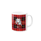 ごろごろにゃんすけのチェック　RED Mug :right side of the handle