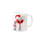 ポンコツリーナのお店のSanta＆Rudolph(モノトーン×赤) Mug :right side of the handle