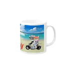 かわいいにゃんことワンコの絵のお店のにゃんこライダース Mug :right side of the handle