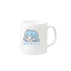 水縹アオのおなかペコペコみはなだあお Mug :right side of the handle