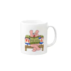 須田ふくろうのレトロ感漂うジャケットうさぎ「ジャケうさ」 Mug :right side of the handle