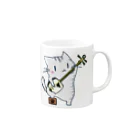 絵娯クリエイトのひのもとにゃんこ® 津軽三味線にゃんこ Mug :right side of the handle