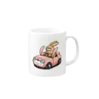 働きたくないのうさぎカーを運転するうさぎ Mug :right side of the handle