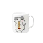 絵娯クリエイトのひのもとにゃんこ®️ 尺八 / 雷蔵 Mug :right side of the handle