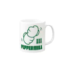 オノマトピアのペッパーミル・パフォーマンス（文字緑） Mug :right side of the handle