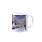 Yossy's Item Factoryの夜の桜並木に雪 Mug :right side of the handle