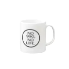 ハチワレデザインのNO 990 NO LIFE(BK)／両面マグカップ Mug :right side of the handle