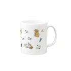 omamiの犬とお花柄 Mug :right side of the handle