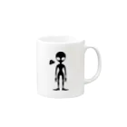 kimchinのグレイタイプの宇宙人のシルエット Mug :right side of the handle