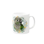 mariechan_koboの035 ウロコインコノーマル オレンジ小花のリース Mug :right side of the handle