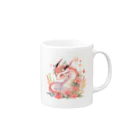 Japan Beautyオリジナルショップのうっすらピンクの花龍さん Mug :right side of the handle