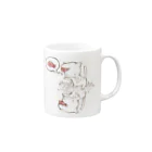 TwiFULLPress Shopの頭が赤い魚を食べた猫（よくばり） Mug :right side of the handle