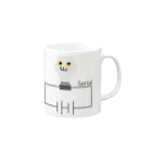 ねこふくろうグッズのねこふくろう電球直列マグカップ Mug :right side of the handle