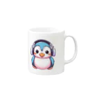 Vasetti_pressのヘッドホンを付けているペンギン Mug :right side of the handle