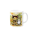 にこねこ【保護猫の保育園】のうずらトントン【ピクニック】マグカップ Mug :right side of the handle