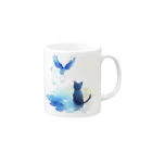 yuuの黒猫と青い鳥 Mug :right side of the handle