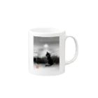 BATKEI ARTの月夜の海と黒猫と Mug :right side of the handle