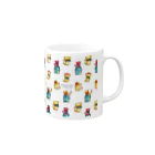 TwiFULLPress Shopの頭が赤い魚を食べた猫(集合) Mug :right side of the handle