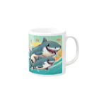 sameeeのカートゥーンサメ君親子！？ Mug :right side of the handle