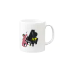 白亜画廊 SUZURI店の【DINOBAND】ピアノを弾くティラノサウルス Mug :right side of the handle