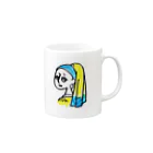 Minimumartの真珠の耳飾りの少女(カラー) Mug :right side of the handle